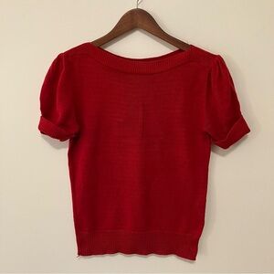 VTG Kate Collin’s Women’s Sz. S Red Shortsleeve Sailboat Sweater Cotton Nautical